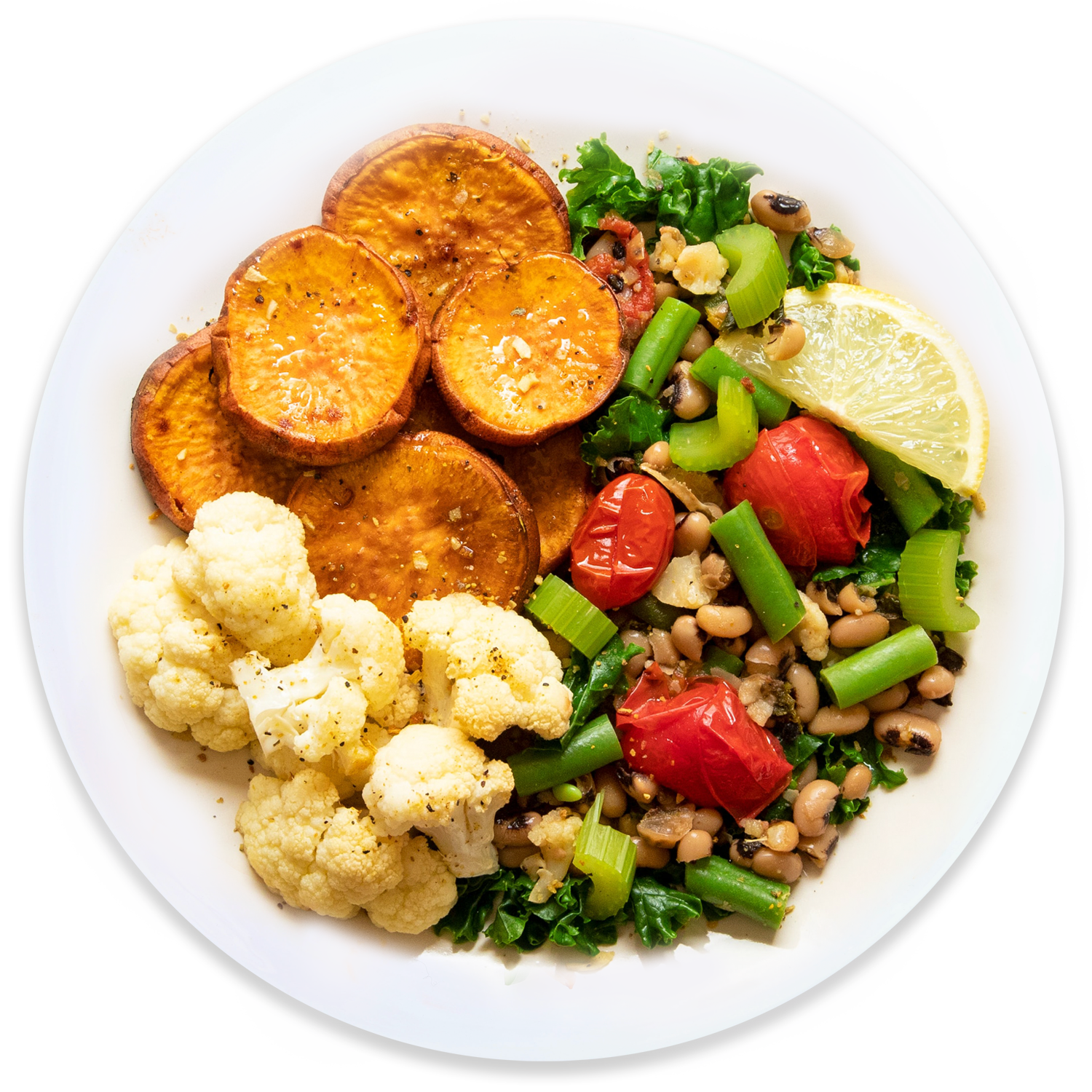 Roasted Sweet Potatoes with Bean Salad